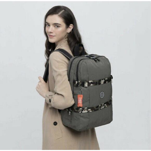 Kipling Tamiko Laptop Backpack 2 In 1 Laptop Protection Camu large 13 - Picture 2 of 5